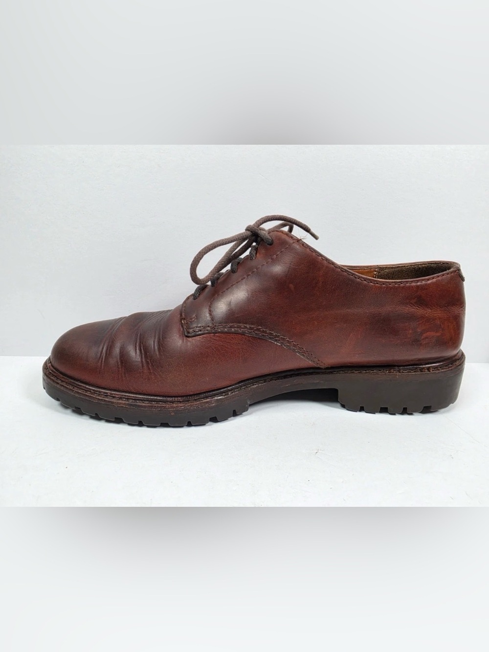 Vtg Polo Ralph Lauren Country Men Leather Derby Shoes Brown Lug Sole 10D - Picture 8 of 12